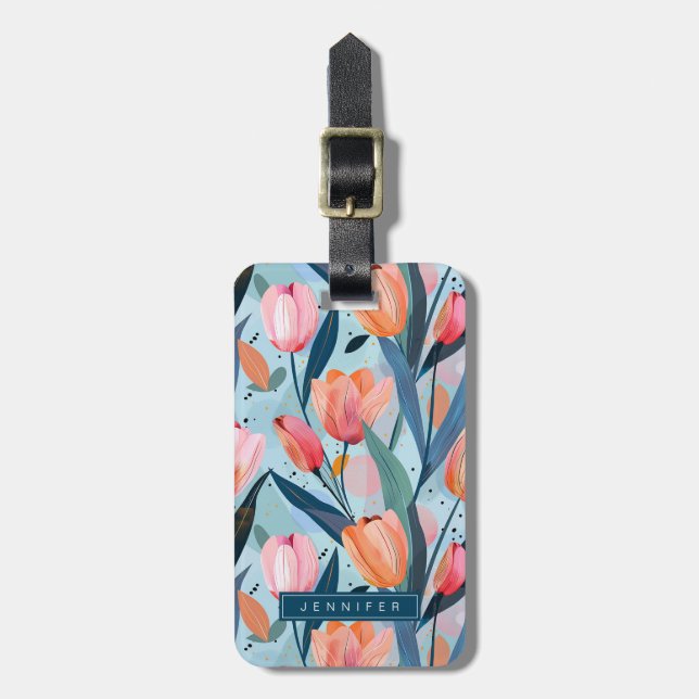 Tulp Flowers Luggage Taggs Bagagebricka (Vertikal Framsida)