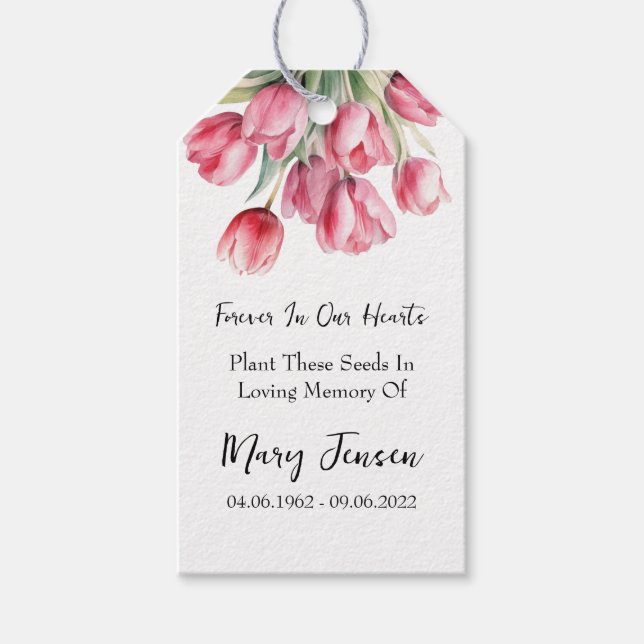 Tulp Seed Packet Memorial Funeral Presentetikett (Framsidan)