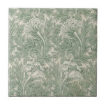 Tulpan av William Morris, Vintage blomsterkonst Kakelplatta<br><div class="desc">Tulpan (1875) av William Morris är en vintagekonst från den viktorianska eran,  ett pre-rafaelitisk mönster som ursprungligen skapades som tyg för textilier eller tapeter. En dekorativ blomster scen i subtila gröna och neutrala toner med blommande vårblommor inklusive tulpaner mot en lövverk bakgrund.</div>