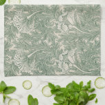 Tulpan av William Morris, Vintage blomsterkonst Kökshandduk<br><div class="desc">Tulpan (1875) av William Morris är en vintage-klassificerad Pre-Raphaelite-mönster från den viktorianska eran,  ursprungligen skapad som tyg för textilier eller tapeter. En dekorativ blomster scen i subtila gröna och neutrala toner med blommande vårblommor inklusive tulpaner mot en lövbakgrund.</div>