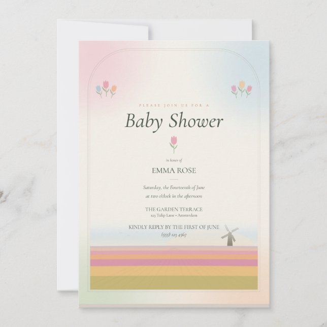 Tulpan Baby Shower Inbjudan (Framsida)