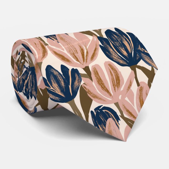 Tulpan Blomma Make Man Falla Bröllop Slips (Rullad)