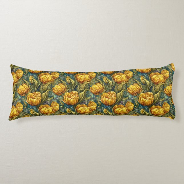 Tulpan Blomma Stilig Levande Elegant Golv Kroppskudde (Framsidan)