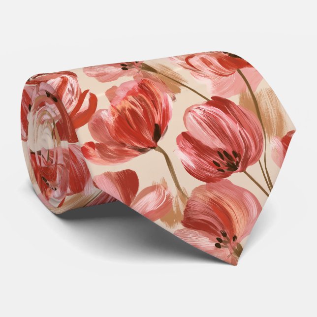 Tulpan Blommig Brud Far Blommig Bröllop  Slips (Rullad)