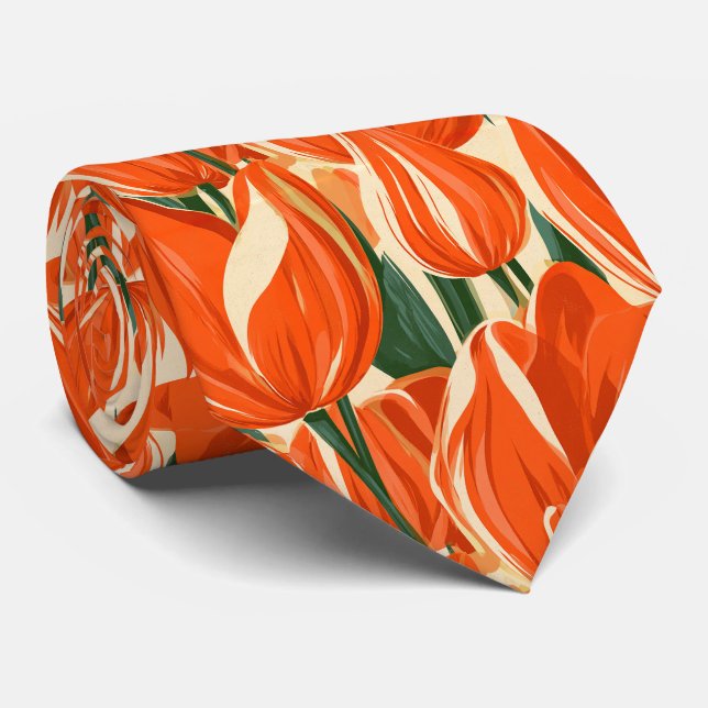 Tulpan Blommig Farbror Sommar Bröllop Slips (Rullad)