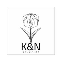 Tulpan Blommig Linje Konst Initial Logotyp Bröllop