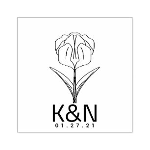 Tulpan Blommig Linje Konst Initial Logotyp Bröllop Stämpel
