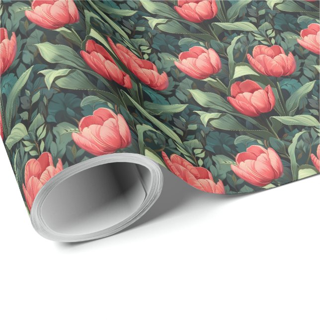 Tulpan Blommigt Presentpapper (Rullad Hörn)