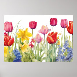 Tulpan blomning målning poster