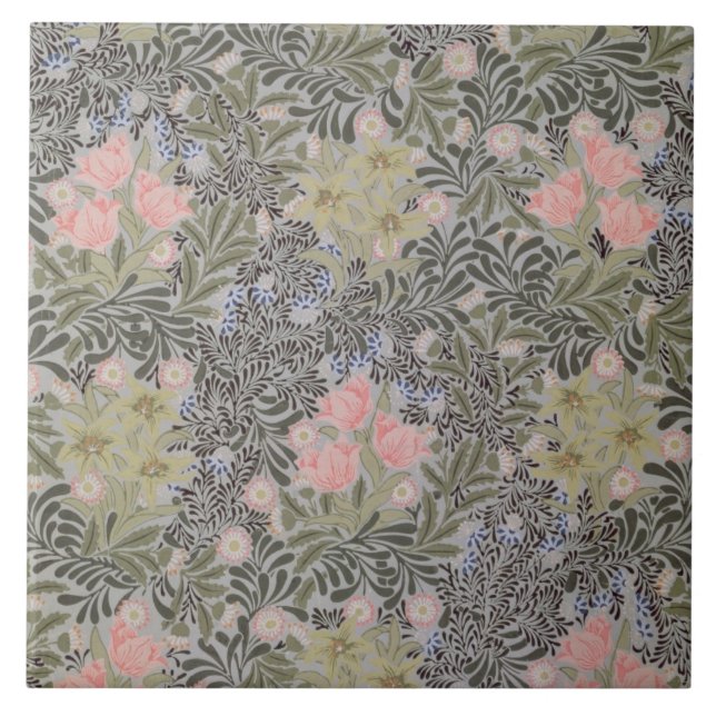 Tulpan, daisy och kaprifol kakelplatta (Framsidan)