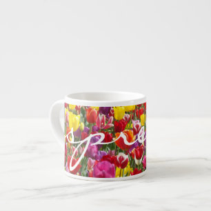tulpan för espressomuggarvåren blommar färgrika espressomugg