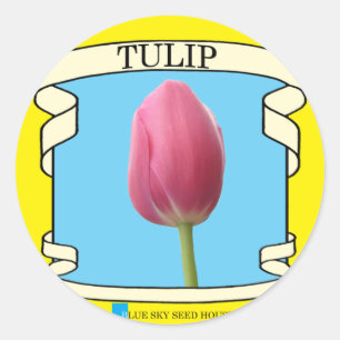 Tulpan kärnar ur paketet runt klistermärke