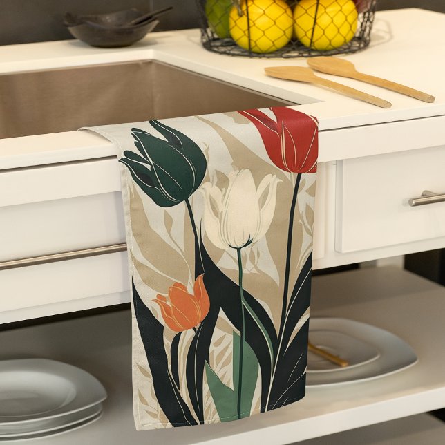 Tulpan Natur Tema  Kökshandduk (Tulip Nature Themed Kitchen Towel)