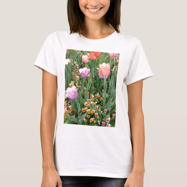 Tulpan och Pansies T-shirt (Framsida)