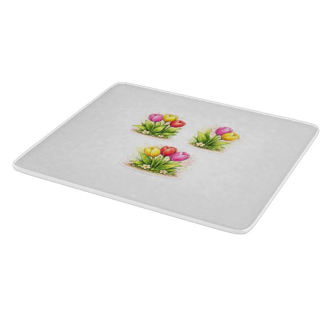Tulpan Skärbräda av Glas (Hörn)