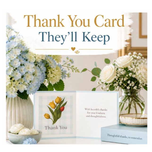 Tulpan Tacksamhetskort | Elegant Blommig Hälsning Kort (Elegant tulip thank you cards designed to impress—perfect for heartfelt notes and stylish gifting.)