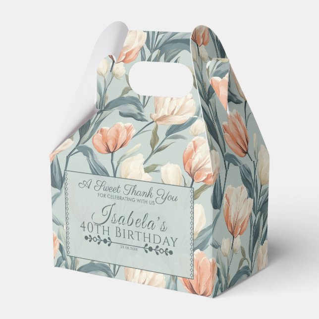 Tulpanblomma i boho-stil för födelsedag presentaskar (Framsidan Sidan)