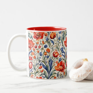Tulpanblommande WC-mönsterdesign Två-Tonad Mugg