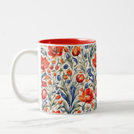 Tulpanblommande WC-mönsterdesign Två-Tonad Mugg