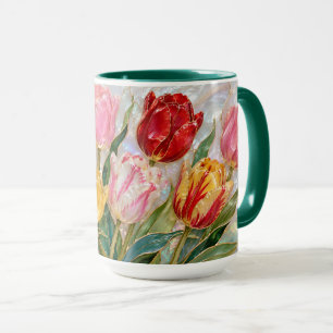 Tulpanblommig mugg Elegant botanisk kaffekopp