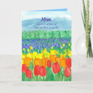 Tulpanblomsterfält Glad mors dag Kort