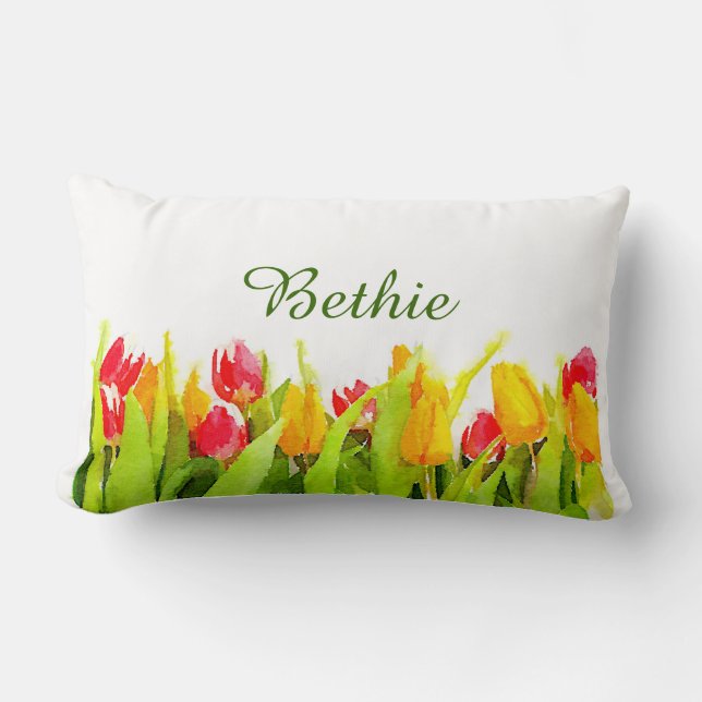 Tulpandekoren dämpar lumbarkudde (Framsida)