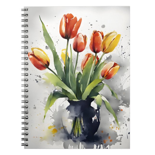 Tulpaner - Akvarellblommor Anteckningsbok (Framsidan)