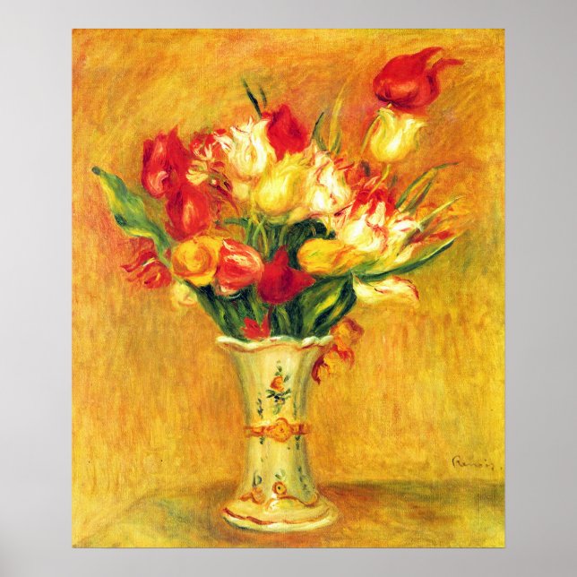 Tulpaner av Pierre Renoir, Vintage Impressionism K Poster (Framsidan)