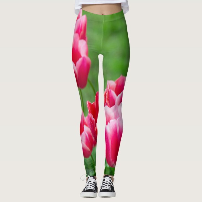 Tulpaner av scarlet i trädgården leggings (Framsida)