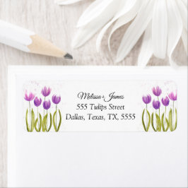 Tulpaner Blommig Akvarell Bröllop Returadress Etikett