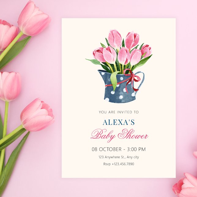 Tulpaner blommor bukett baby shower inbjudningar (Skapare uppladdad)
