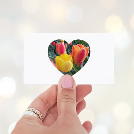 Tulpaner Blommor Hjärtformad Foto Visitkort