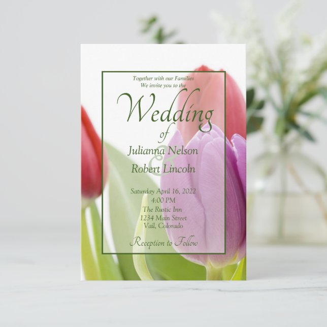 Tulpaner bröllopsinbjudan inbjudningar (Stående Fram)