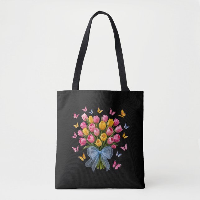 Tulpaner & Fjärilar Totebag Tygkasse (Framsida)