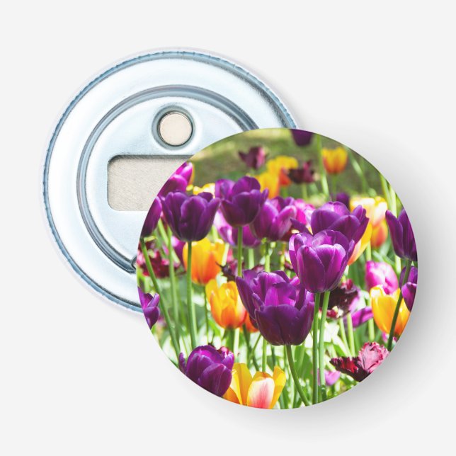 Tulpaner för lila och gult flasköppnare (Framsidan)