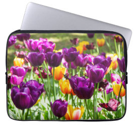Tulpaner för lila och gult laptop fodral