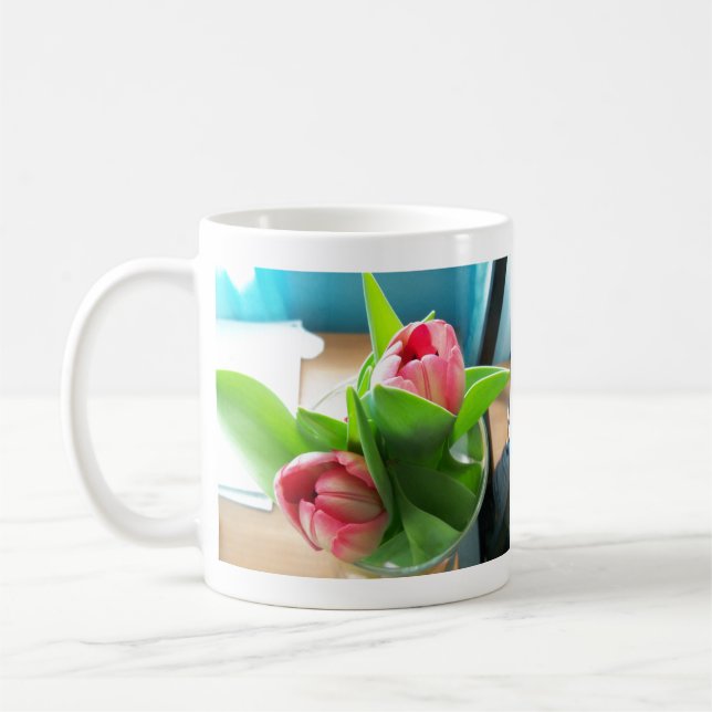Tulpaner för stationära rosor kaffemugg (Vänster)