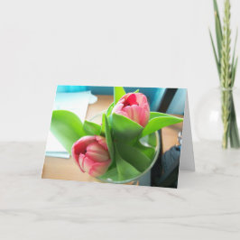 Tulpaner för stationära rosor på ett Sympathy Card Kort
