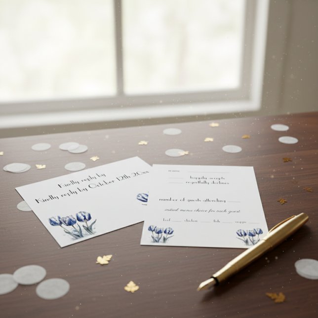 Tulpaner i Delft Blått kan anpassas OSA Kort (Skapare uppladdad)