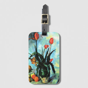 Tulpaner i en vas av Paul Cezanne, Vintage Art Bagagebricka