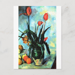 Tulpaner i en vas av Paul Cezanne, Vintage Art Vykort