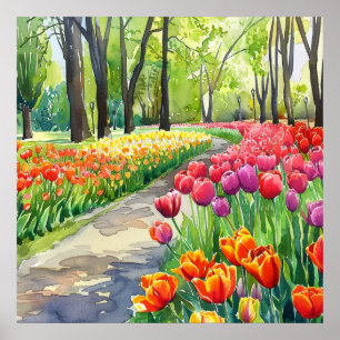 Tulpaner i parken poster