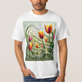 Tulpaner i svajande gräs t shirt