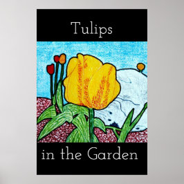 Tulpaner i trädgårdsaffisch poster