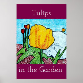 Tulpaner i trädgårdsaffisch poster