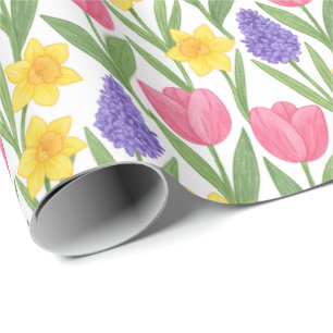 Tulpaner, Narcisser, Hyacinter Färgläggningsstil Presentpapper