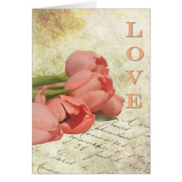 Tulpaner och gammalt brev hälsningskort