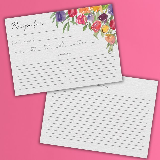 Tulpaner och grönt bröllopsfest-receptkort tilläggskort (Skapare uppladdad)