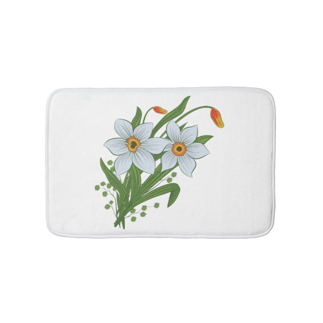 Tulpaner och Narcisser Blommor Badrumsmatta (Framsidan)
