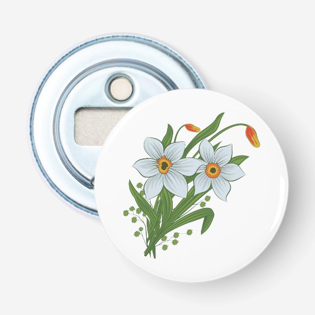 Tulpaner och Narcisser Blommor Flasköppnare (Framsidan)